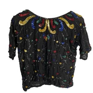 Vintage Jasmine by KVM Black Sequin Embellished Top cosplay dress up flapper